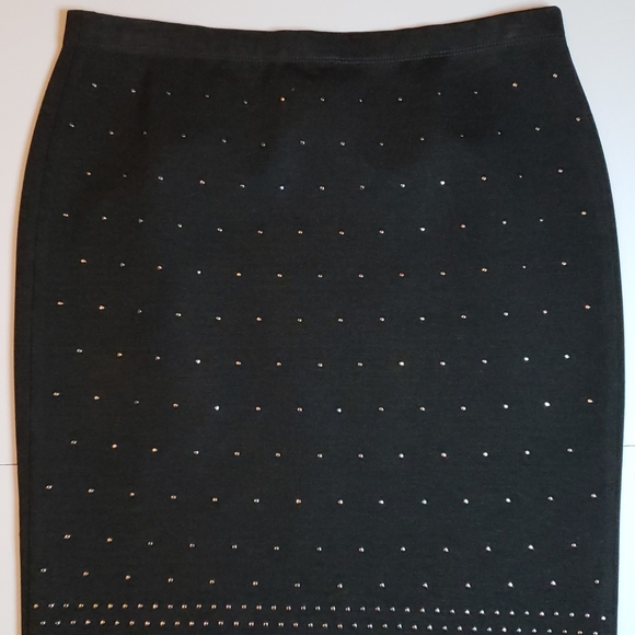 Carmen Marc Valvo gray gold studded skirt - Picture 2 of 5
